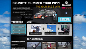 Ik ontwierp en bouwde een actiepagina miniwebsite voor Brunotti Summertour